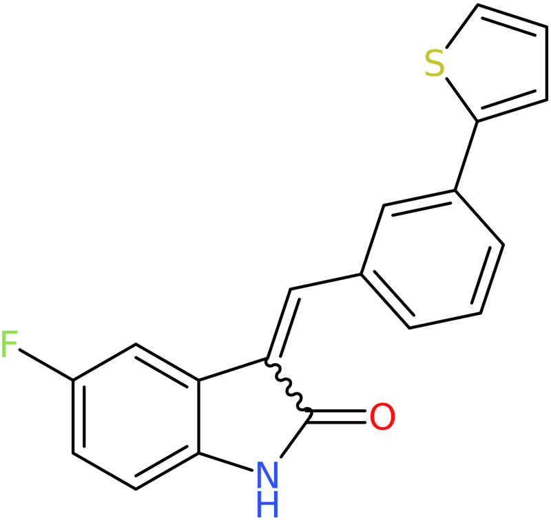 5-Fluoro-3-(3-thien-2-ylbenzylidene)-1,3-dihydro-2H-indol-2-one, NX74539