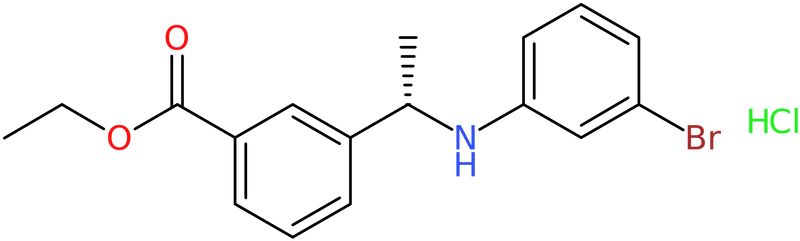 Ethyl 3-[(1S)-1-(3-bromoanilino)ethyl]benzoate hydrochloride, NX74165