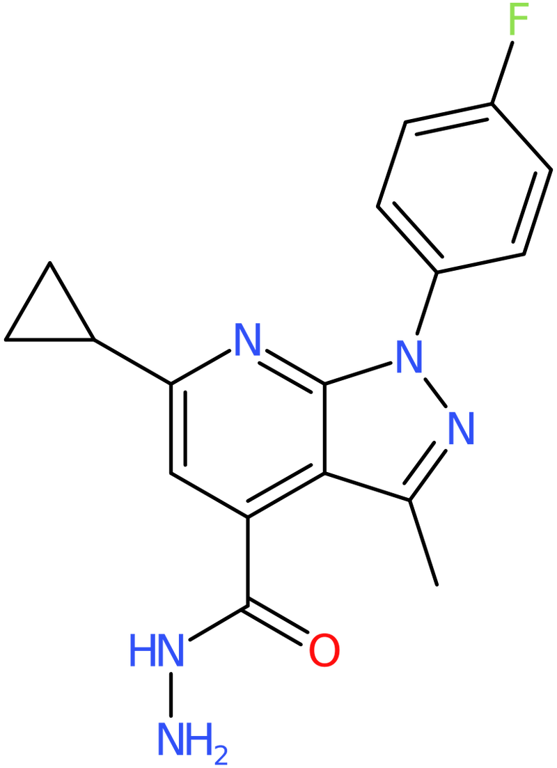 6-Cyclopropyl-1-(4-fluorophenyl)-3-methyl-1H-pyrazolo[3,4-b]pyridine-4-carbohydrazide, NX74615