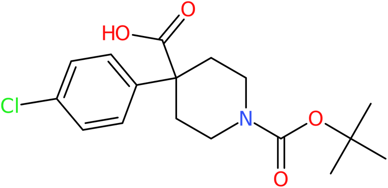 CAS: 644981-94-2 | 1-Boc-4-(4-chlorophenyl)-4-carboxypiperidine, >97%, NX56643
