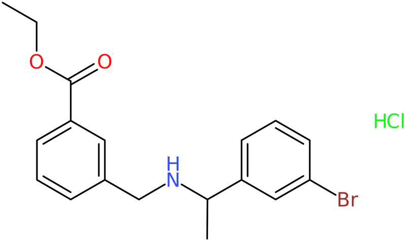 Ethyl 3-[[1-(3-bromophenyl)ethylamino]methyl]benzoate hydrochloride, NX74226