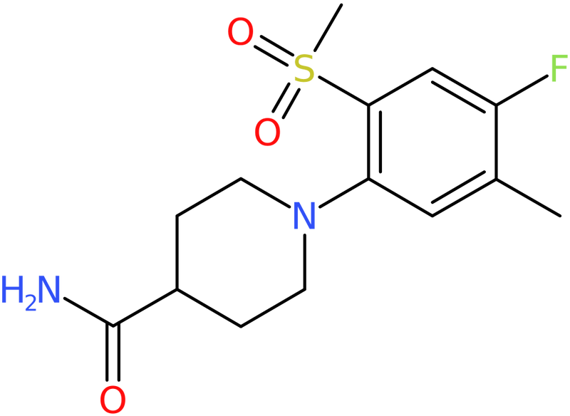 CAS: 1000339-66-1 | 1-[4-Fluoro-5-methyl-2-(methylsulphonyl)phenyl]piperidine-4-carboxamide, NX10109
