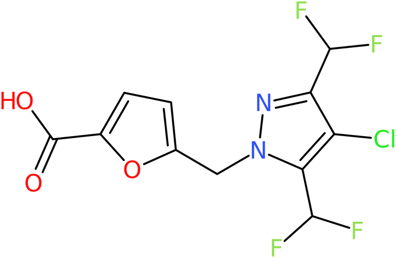 CAS: 1005583-72-1 | 5-{[4-Chloro-3,5-bis(difluoromethyl)-1H-pyrazol-1-yl]methyl}furan-2-carboxylic acid, NX10550