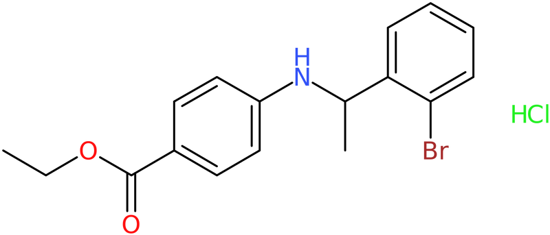 Ethyl 4-[1-(2-bromophenyl)ethylamino]benzoate hydrochloride, NX74266