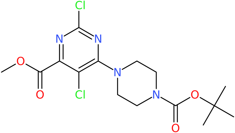 CAS: 1432896-19-9 | Methyl 6-{4-[(tert-butoxy)carbonyl]piperazin-1-yl}-2,5-dichloropyrimidine-4-carboxylate, NX24220