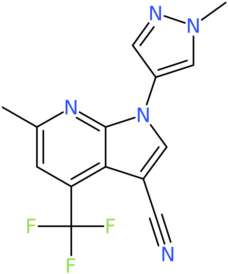 6-Methyl-1-(1-methyl-1H-pyrazol-4-yl)-4-(trifluoromethyl)-1H-pyrrolo[2,3-b]pyridine-3-carbonitrile, NX74626