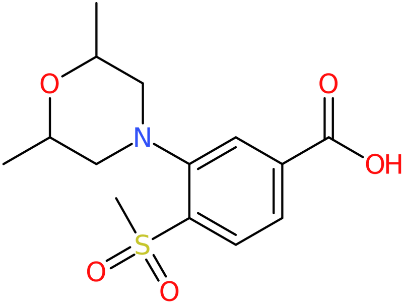 CAS: 1000018-49-4 | 3-(2,6-Dimethylmorpholin-4-yl)-4-(methylsulphonyl)benzoic acid, NX10074