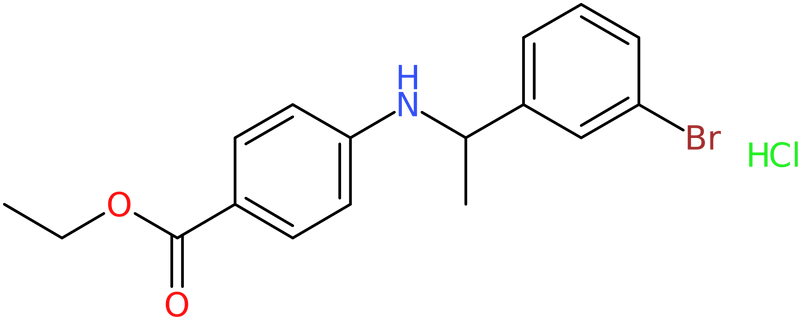 Ethyl 4-[1-(3-bromophenyl)ethylamino]benzoate hydrochloride, NX74268