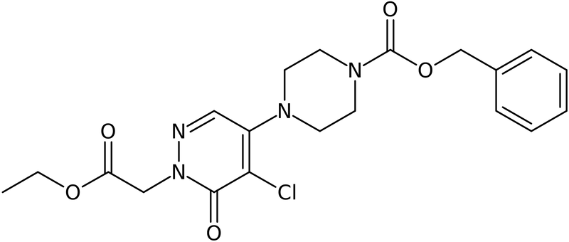 CAS: 1000018-18-7 | 4-[5-Chloro-1-(2-ethoxy-2-oxoethyl)-6-oxo-1,6-dihydropyridazin-4-yl]piperazine, N1-CBZ protected, NX10065