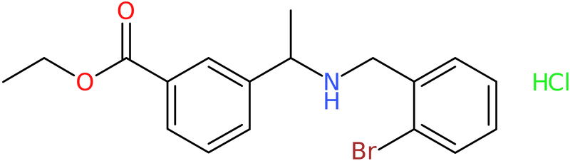 Ethyl 3-[1-[(2-bromophenyl)methylamino]ethyl]benzoate hydrochloride, NX74234