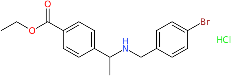 Ethyl 4-[1-[(4-bromophenyl)methylamino]ethyl]benzoate hydrochloride, NX74239