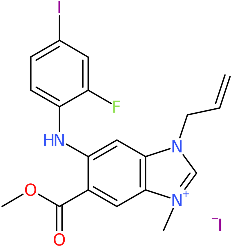 5-[(2-Fluoro-4-iodophenyl)amino]-6-(methoxycarbonyl)-1-methyl-3-(prop-2-en-1-yl)-1,3-benzodiazol-1-i, NX74420