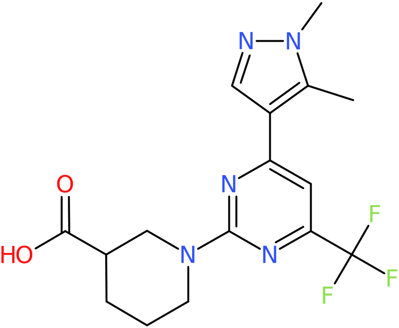 CAS: 1006348-78-2 | 1-[4-(1,5-Dimethyl-1H-pyrazol-4-yl)-6-(trifluoromethyl)pyrimidin-2-yl]piperidine-3-carboxylic acid, NX10658