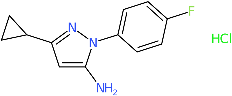 3-Cyclopropyl-1-(4-fluorophenyl)-1H-pyrazol-5-amine hydrochloride, NX74624