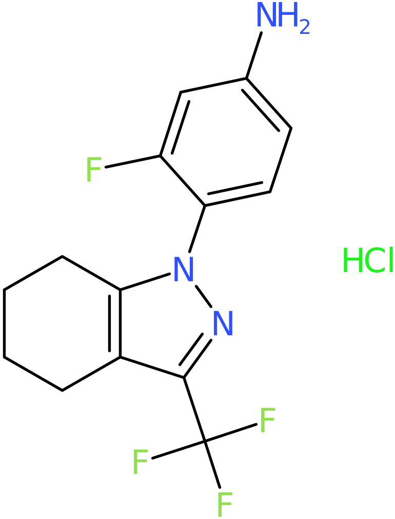 3-Fluoro-4-[3-(trifluoromethyl)-4,5,6,7-tetrahydro-1H-indazol-1-yl]aniline hydrochloride, NX74629