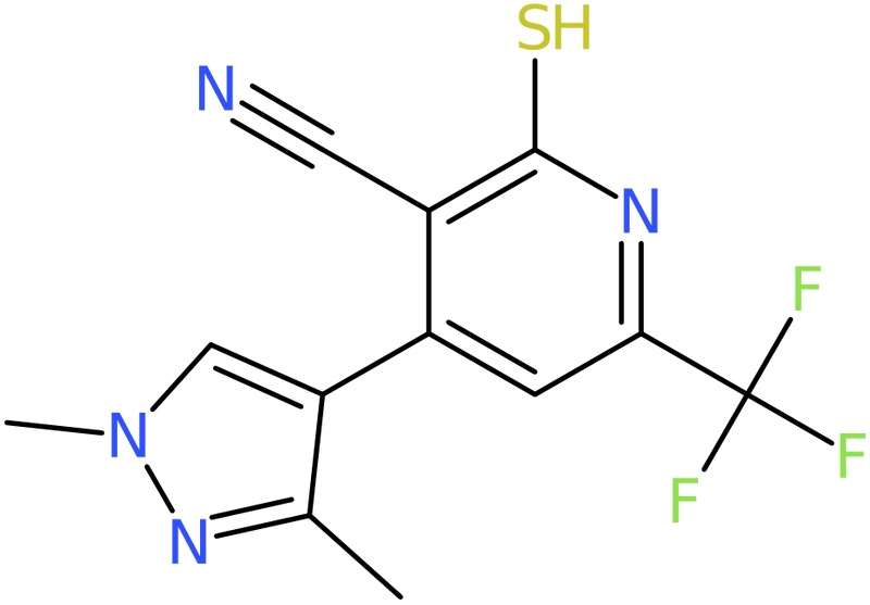 CAS: 1006333-10-3 | 4-(1,3-Dimethyl-1H-pyrazol-4-yl)-2-sulfanyl-6-(trifluoromethyl)pyridine-3-carbonitrile, NX10624