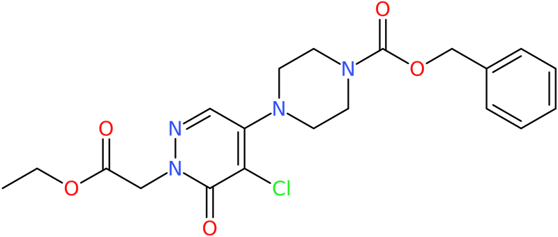 CAS: 1000018-18-7 | 4-[5-Chloro-1-(2-ethoxy-2-oxoethyl)-6-oxo-1,6-dihydropyridazin-4-yl]piperazine, N1-CBZ protected, NX10065
