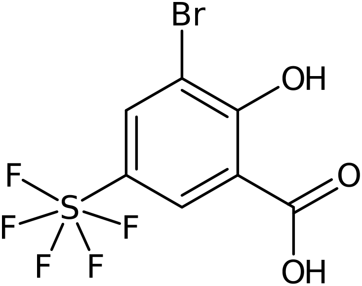 3-Bromo-2-hydroxy-5-(pentafluorothio)benzoic acid, >95%, NX74759