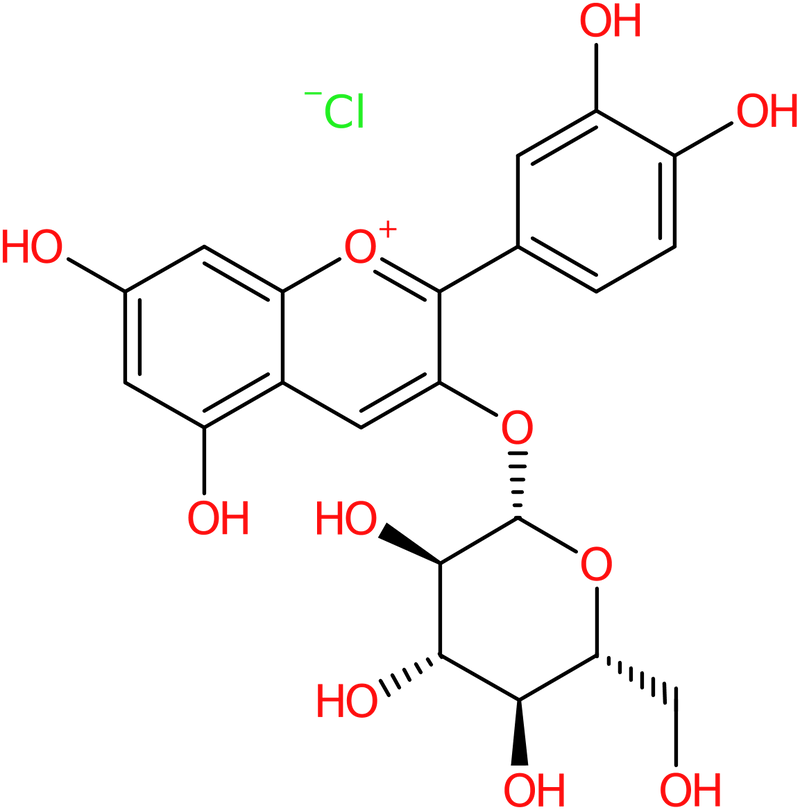 CAS: 7084-24-4 | 2-(3,4-Dihydroxyphenyl)-3-(beta-D-glucopyranosyloxy)-5,7-dihydroxy-1-benzopyrylium chloride, NX59151