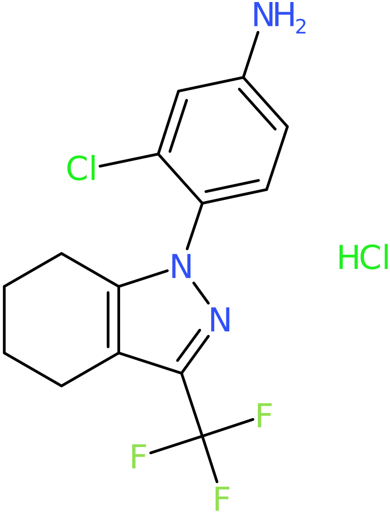 3-Chloro-4-[3-(trifluoromethyl)-4,5,6,7-tetrahydro-1H-indazol-1-yl]aniline hydrochloride, NX74630